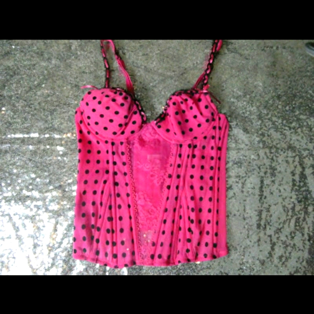 💖Pink and black polka dot corset grommets XS 💖
